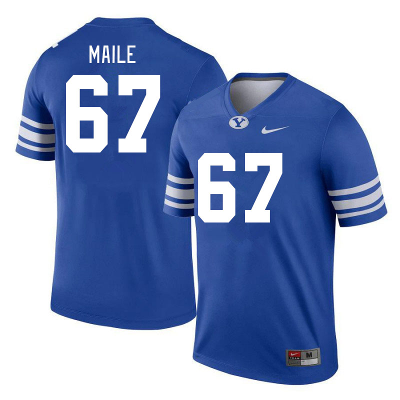 Men #67 Brooks Maile BYU Cougars College Football Jerseys Stitched-Royal